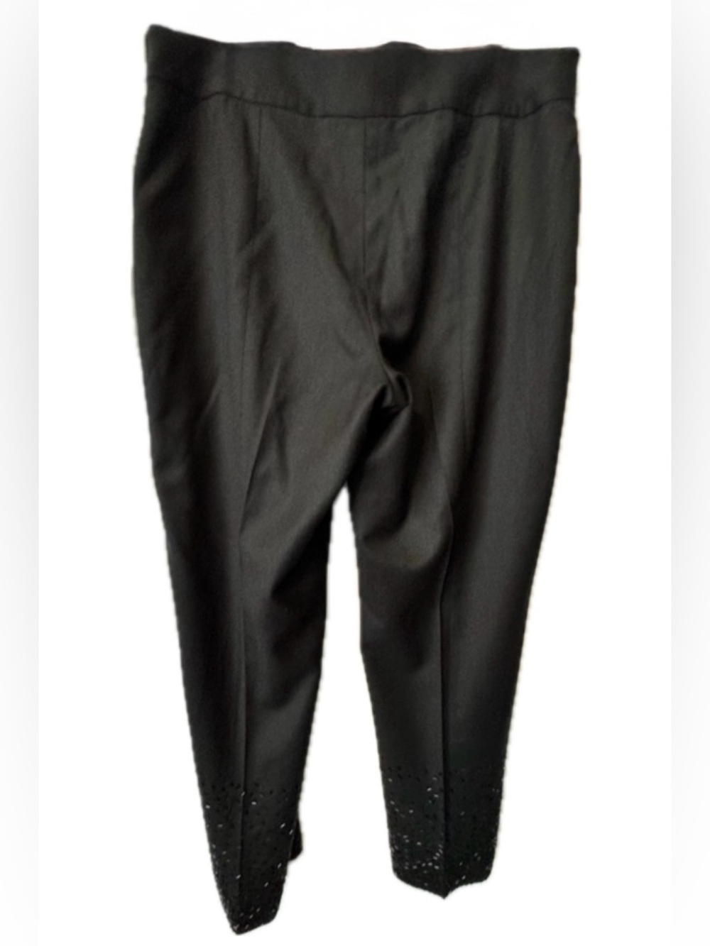 Talbots Black Marzotto Italian Wool Blend Beaded Hem Ankle Pants Size 10 - Picture 4 of 8